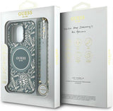 Guess IML Flowers Allover Electro and Pearl Strap Case with MagSafe for iPhone 16 Pro 6.3" Green - GUHMP16LHCPOFPA