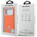Karl Lagerfeld Karl & Choupette Head Pins Saffiano Case with MagSafe for iPhone 17 Pro 6.3" Orange - KLHMP17L6PFKCLO