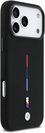 BMW M Series Silicone Tricolor Line Case with MagSafe for iPhone 17 Pro Max 6.9" Black - BMHMP17X25SITMIK