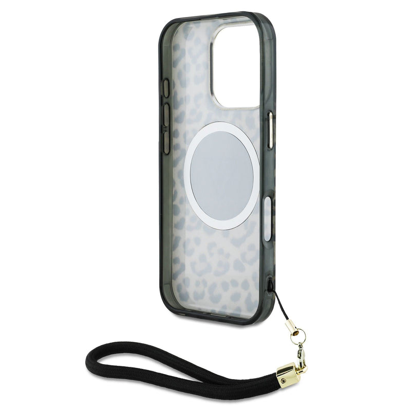 Guess HC IML Leopard Triangle Cord Strap with MagSafe for iPhone 16 Pro 6.3" Brown - GUHMP16LHLORSSW