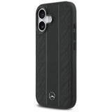 Mercedes Leather Laurel Leaves Stripes Case with MagSafe for iPhone 17 6.3" Black - MEHMP17S25RLDLKH