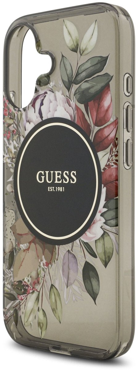 Guess IML Flowers Strap Case with MagSafe for iPhone 17 6.3" Black - GUHMP17SHFWBRCESK