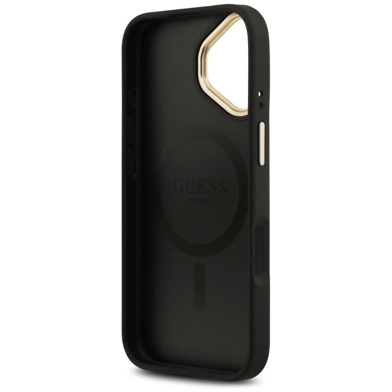 Guess PU Leather 4G Gold Frame Case with MagSafe for iPhone 17 6.3" Black -GUHMP17SP4MSEGCK
