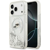 Karl Lagerfeld Liquid Glitter Karl & Choupette Heads Case with MagSafe for iPhone 17/18 Pro Max 6.9" Clear - KLHMP18XLGKCSGH