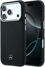 Mercedes Leather Semi Wrap Wood Effect Case with MagSafe for iPhone 17/18 Pro Max 6.9" Black - MEHMP18X25PFWWPK