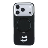 Karl Lagerfeld Choupette Head Pin Case with 360 MagSafe Ring Stand for iPhone 17/18 Pro Max 6.9" Black - KLHMP18XPSRSCHHK