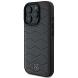 Mercedes MB Waves Leather Case for iPhone 16 Pro Max 6.9" Grey - MEHCP16X23RWRSA