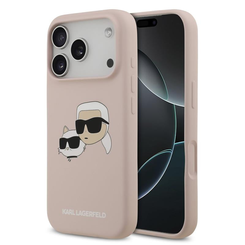 Karl Lagerfeld Liquid Silicone Karl and Choupette Head Case for iPhone 17 Pro 6.3" Pink - KLHMP17LSKCHPPLP