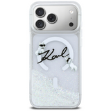 Karl Lagerfeld Liquid Glitter Karl Script Logo Case with MagSafe for iPhone 17 Pro Max 6.9" Clear - KLHMP17X6LKSCAMT