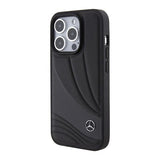 Mercedes Benz Hard Case Leather Wave Pattern for iphone 15 Pro Max 6.7" Black - MEHCP15X8ROLK