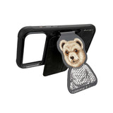 Nimmy Fashion & Cute Black Bear Series Embroidery Magnetic Stand with MagSafe Grey - N-CXMC-ZJKT-11-A