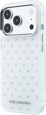 Karl Lagerfeld IML Rhinestones Allover and Electroplated Logo Case for iPhone 17/18 Pro Max 6.9" White - KLHCP18X6HCRDKLH