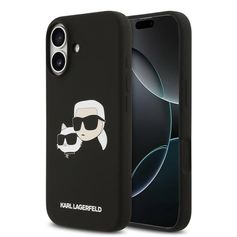 Karl Lagerfeld Liquid Silicone Double Head Case with MagSafe for iPhone 17 6.3" Black - KLHMP17SSKCHPPLK
