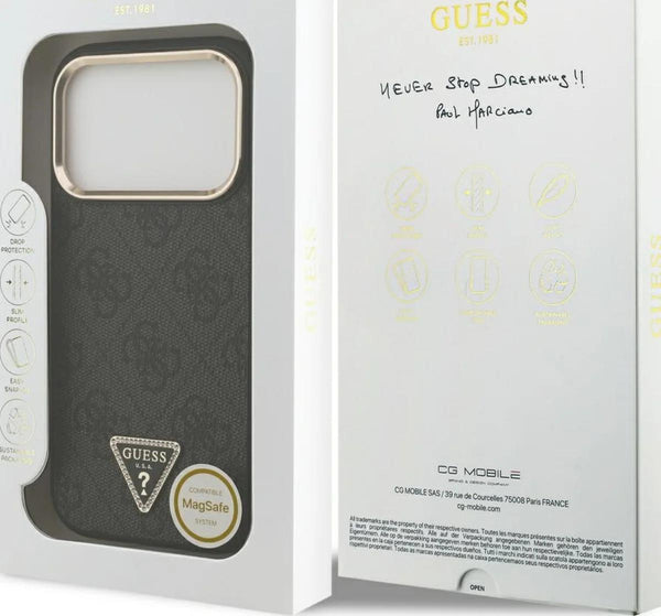 Guess 4G Triangle Logo Case with MagSafe for iPhone 17 Pro 6.3" Black Gold - GUHMP17LP4GTDGMK