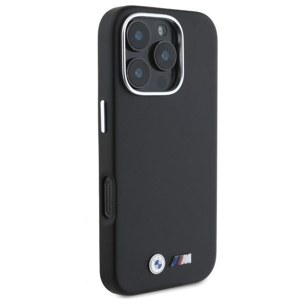 BMW M Series Smooth Full Wrapped Metal Case with MagSafe for iPhone 16 Pro 6.3" Black - BMHCP16L2PMWK