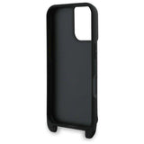 Karl Lagerfeld Saffiano Karl & Choupette Metal Pin Crossbody Strap Case for iPhone 16 6.1" Black - KLHCP16SSAKCPBK