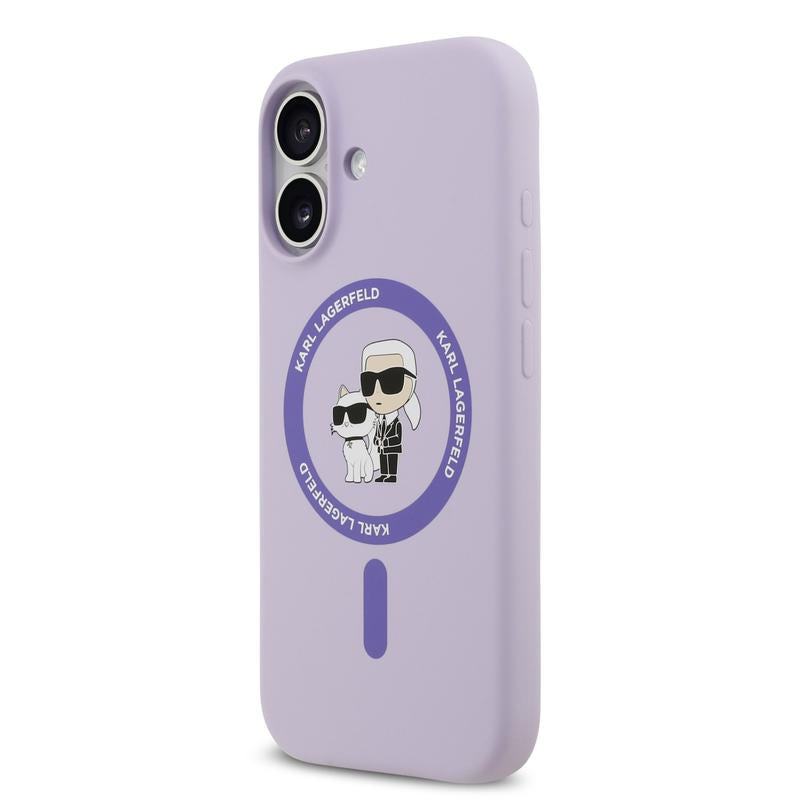 Karl Lagerfeld Liquid Silicone Karl and Choupette Case with MagSafe for iPhone 17 6.3" Purple - KLHMP17SSCMKCRHU
