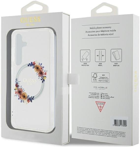 Guess IML Flowers Wreath Hard Case with MagSafe for Samsung Galaxy S24 6.2" Clear - GUHMS24SHFWFCT