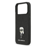Karl Lagerfeld Fixed Glitter Karl Logo Metal Pin Hard Case for iPhone 17 Pro Max 6.9" Black - KLHCP17XGKNPSK