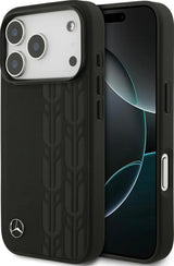 Mercedes Leather Laurel Leaves Case with MagSafe for iPhone 17 Pro 6.3" Black - MEHMP17L25RDSLAK