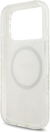 Guess IML Flowers Electro Pearl Strap MagSafe Case for iPhone 17/18 Pro 6.3" White - GUHMP18LHCPOFPH