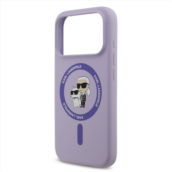 Karl Lagerfeld Liquid Silicone Karl and Choupette with MagSafe Case for iPhone 17 Pro 6.3" Purple - KLHMP17LSCMKCRHU