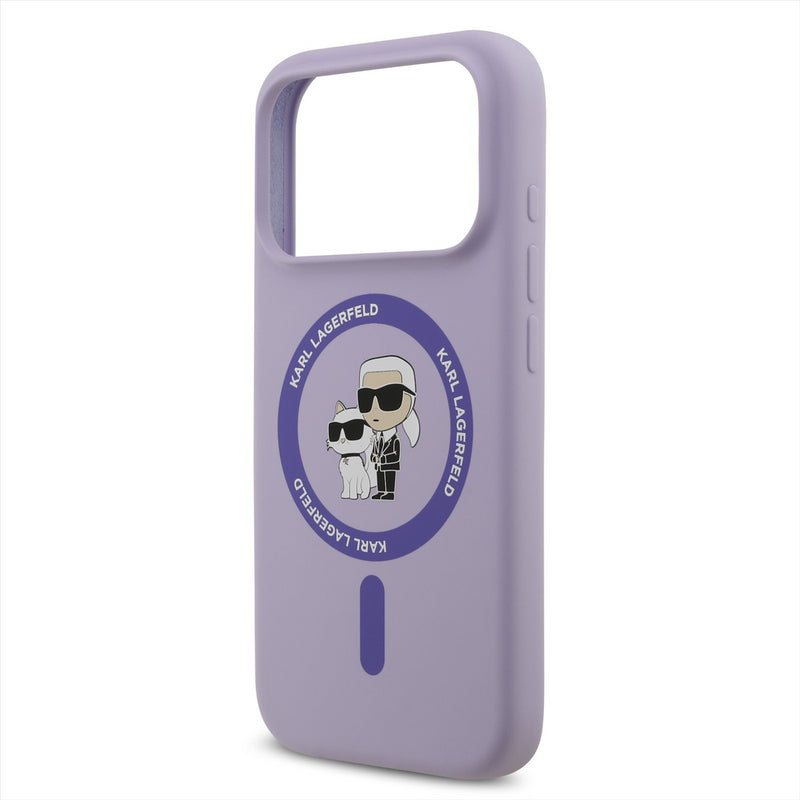 Karl Lagerfeld Liquid Silicone Karl and Choupette with MagSafe Case for iPhone 17 Pro 6.3" Purple - KLHMP17LSCMKCRHU