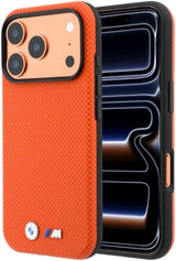 BMW M Quadrille Kevlar Metal Logo Case with MagSafe for iPhone 17/18 Pro 6.3" Orange - BMHMP18L25SWPUKEO