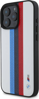 BMW M Performance Tricolor Printed Stripes Case with MagSafe for iPhone 16 Pro Max 6.9" White - BMHMP16X23PUPTH