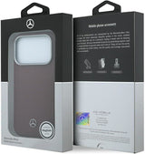 Mercedes Leather Semi Wrap Wood Effect Case with MagSafe for iPhone 17/18 Pro Max 6.9" Burgundy - MEHMP18X25PFWWPR