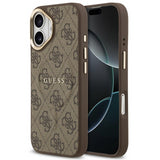 Guess PU Leather 4G Gold Frame Case with MagSafe for iPhone 17 6.3" Brown - GUHMP17SP4MSEGCW