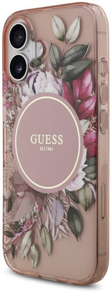 Guess IML Flowers Strap Case with MagSafe for iPhone 17 6.3" Pink - GUHMP17SHFWBRCESP