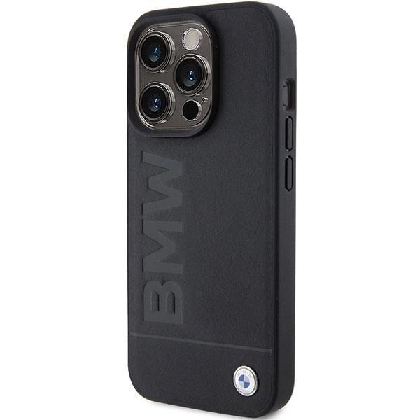 BMW Hot Stamp Leather Case for iphone 15 Pro 6.1" Black - BMHCP15LSLLBK