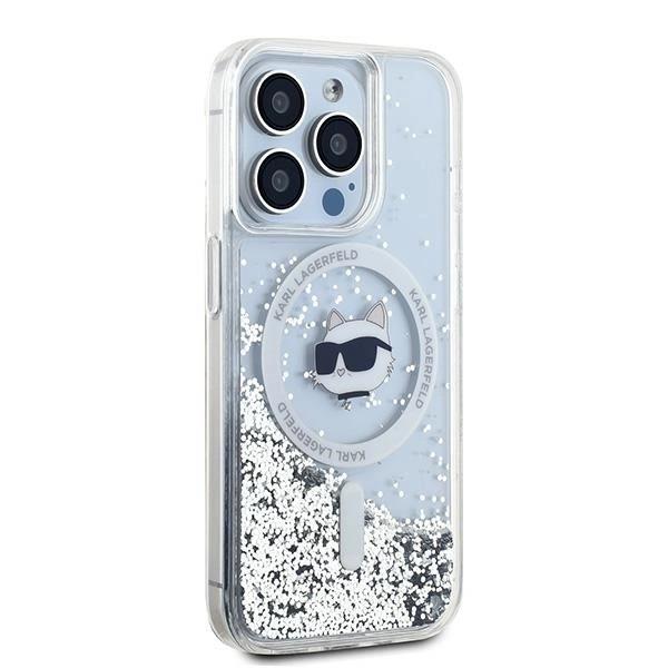 Karl Lagerfeld Liquid Glitter Choupette Head Case with MagSafe for iPhone 15 Pro Max 6.7" Clear - KLHMP15XLGCHSGH