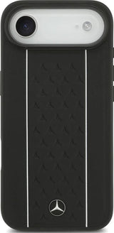 Mercedes Leather Star Pattern Stripes Case with MagSafe for iPhone 17 Air 6.5" Black - MEHMP17M25RPSLKH