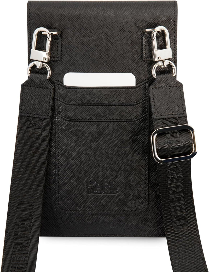 Karl Lagerfeld Embossed Logo Universal Phone Pouch with Strap Black - KLWBSARSGK