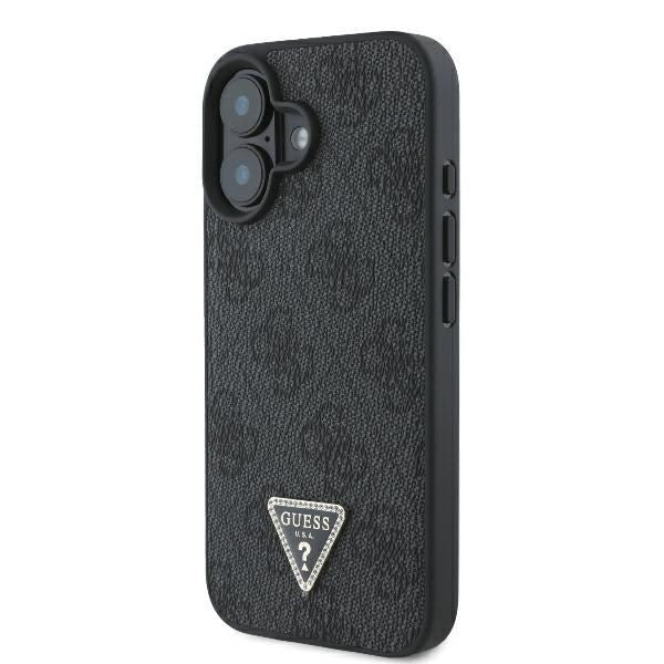 Guess Leather Metal Logo Strass Crossbody Case for iPhone 16 6.1" Black - GUHCP16SP4TDSCPK