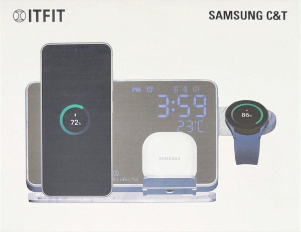 Samsung ITFIT 3 in 1 Wireless Charger with 30W UK Plug Black - ITFITPW06