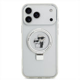 Karl Lagerfeld Ring Stand Karl and Choupette Case with MagSafe for iPhone 17 Pro Max 6.9" Clear - KLHMP17XHMRSKCH