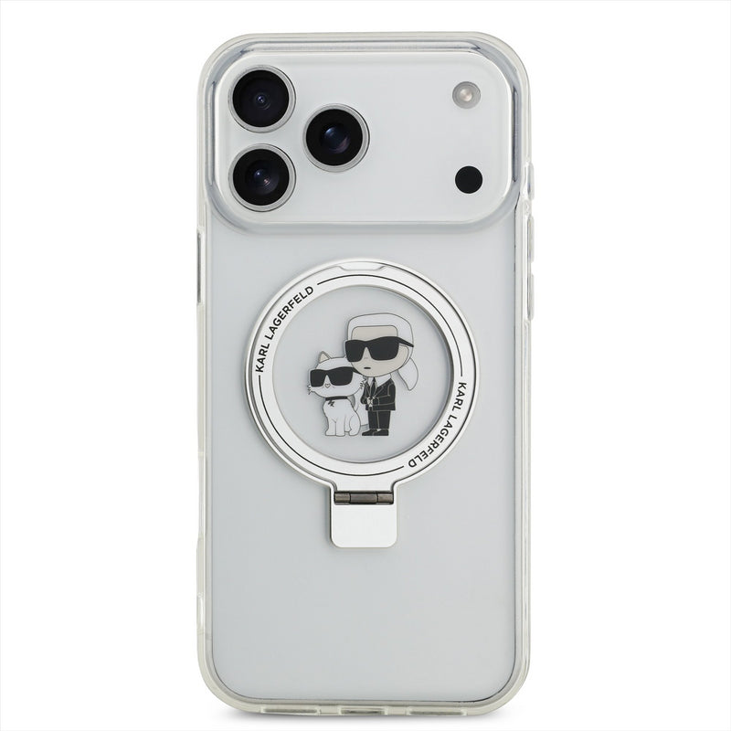Karl Lagerfeld Ring Stand Karl and Choupette Case with MagSafe for iPhone 17 Pro Max 6.9" Clear - KLHMP17XHMRSKCH