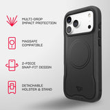 Tech21 Evo Guard Case with MagSafe & Holster for iPhone 17/18 Pro Max 6.9" Black - T21-11671