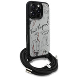 Karl Lagerfeld Crossbody Grained Pattern & Logo Case for iPhone 16 Pro 6.3" Grey - KLHCP16LPGGRMPCG
