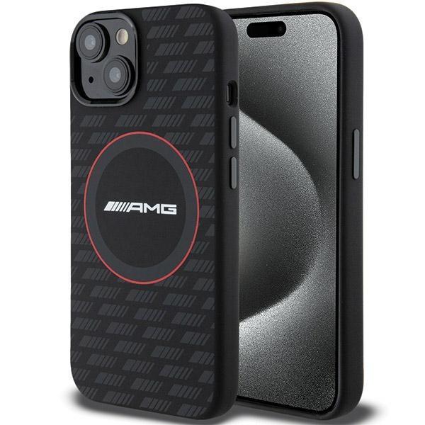 Mercedes AMG Carbon Pattern Liquid Silicone Case with MagSafe for iphone 15 6.1" Black - AMHMP15S23SMRK