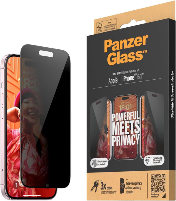 Panzer Glass Ultra Wide Fit Powerful Privacy Screen Protection for iPhone 15 6.1" - P2809