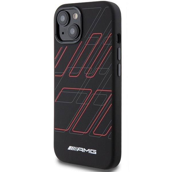 Mercedes AMG Large Rhombuses Pattern Silicone Case with MagSafe for iphone 15 6.1" Black - AMHMP15S23SSPK