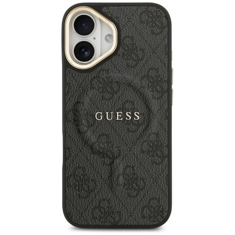 Guess PU Leather 4G Gold Frame Case with MagSafe for iPhone 17 6.3" Black -GUHMP17SP4MSEGCK