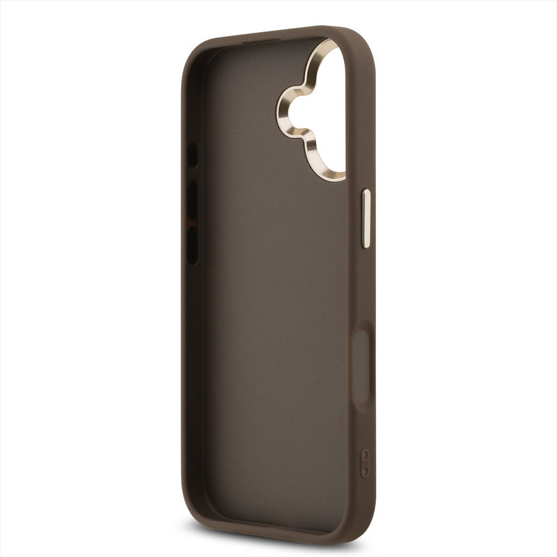 Guess PU Leather 4G Big Logo Gold Frame Case for iPhone 17 6.3" Brown - GUHCP17S4GMGCBR