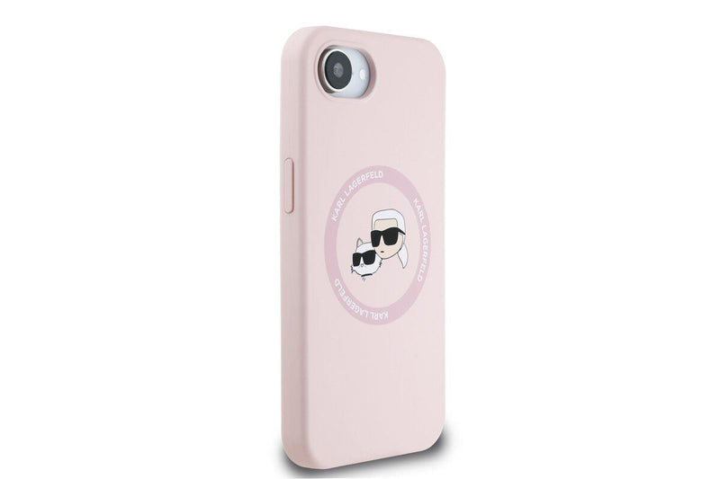 Karl Lagerfeld Liquid Silicone Karl and Choupette Head Case with MagSafe for iPhone 16e 6.1" Pink - KLHMPSE4SKCHTCP