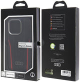 Audi Genuine Leather Hard Case with MagSafe for iPhone 15 Pro 6.1" Black/Red - AU-TPUPCMIP15P-R8/D3-RD