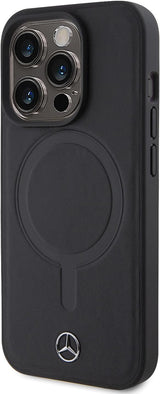 Mercedes Benz Leather Case Star Logo with MagSafe Case for iphone 15 Pro 6.1"  Black - MEHMP15L23RCMK
